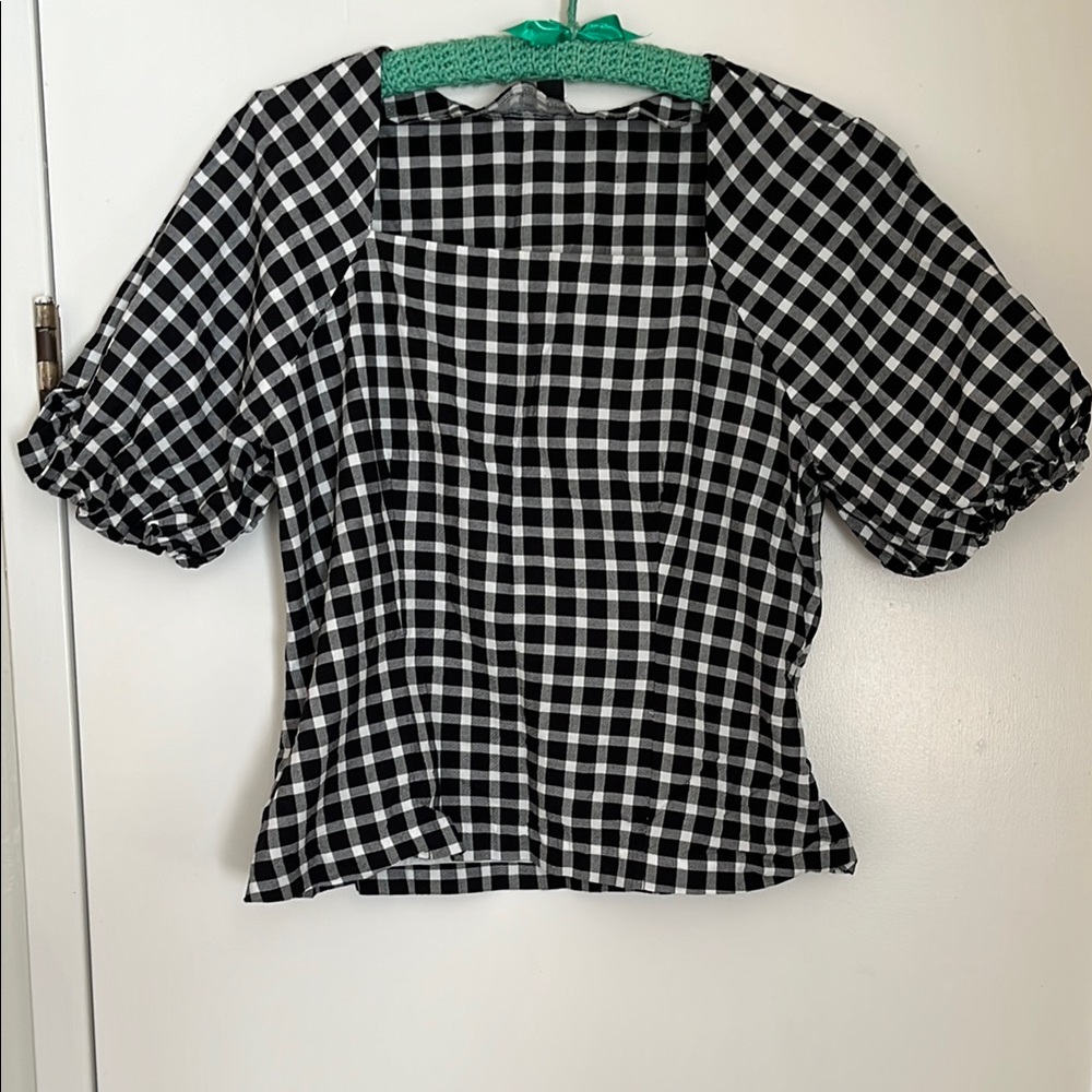 Ann Taylor Black and White Checkered Women's Top